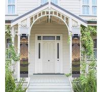 Lot de 2 bannières de porche de bienvenue printemps été à suspendre pour porte d'entrée, porche, bannière, musée du Louvre à Paris, bannière de bienvenue à suspendre, toile de fond murale, décoration