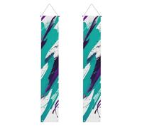 Lot de 2 bannières de porche design tasse des années 90 - Décoration élégante pour la maison - Drapeaux à suspendre - Bannière de bienvenue pour extérieur et intérieur - Fournitures de vacances - 180