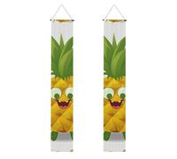 Lot de 2 bannières de porche en forme d'ananas - Décoration de maison élégante - Drapeaux à suspendre - Bannière de bienvenue pour extérieur et intérieur - Fournitures de vacances - 180 x 30,5 cm