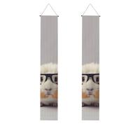Lot de 2 bannières de porche en forme d'animal avec lunettes - Décoration de maison élégante - Drapeaux à suspendre - Bannière de bienvenue pour extérieur et intérieur - Fournitures de vacances - 180