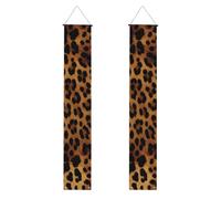 Lot de 2 bannières de porche en peau de léopard - Décoration de maison élégante - Drapeaux à suspendre - Bannière de bienvenue pour extérieur et intérieur - Fournitures de vacances - 180 x 30 cm