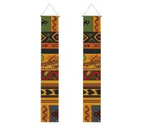 Lot de 2 bannières de porche imprimées à motif national africain abstrait - 30 x 180 cm - Bannières à suspendre pour Noël, Halloween, fêtes, ferme, décoration d'intérieur