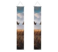 Lot de 2 bannières de porche imprimées de canard sauvage de chasse - 30 x 180 cm - Bannières à suspendre pour Noël, Halloween, fêtes, ferme, décoration d'intérieur