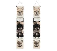 Lot de 2 bannières de porche imprimées « I Love French Bulldog » - 30 x 180 cm - Bannières à suspendre pour Noël, Halloween, fêtes, ferme, décoration d'intérieur