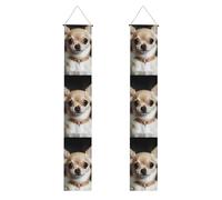 Lot de 2 bannières de porche mignonnes en forme de chihuahua - Décoration de maison élégante - Drapeaux à suspendre - Bannière de bienvenue pour extérieur et intérieur - Fournitures de vacances - 180