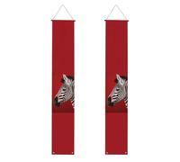 Lot de 2 bannières de porche rouges zébrées pour porte d'entrée, décoration d'intérieur, drapeaux à suspendre, bannière de bienvenue pour extérieur et intérieur, fournitures de vacances 180 x 30,5 cm