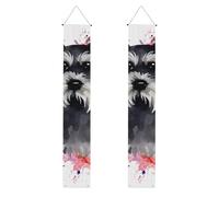 Lot de 2 bannières de porche Schnauzer - Décoration élégante pour la maison - Drapeaux à suspendre - Bannière de bienvenue pour extérieur et intérieur - Fournitures de vacances - 180 x 30,5 cm