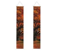 Lot de 2 bannières de porche Tree In The Fall à suspendre pour porte de bienvenue d'été, panneau de porche « Happy Birthday » pour fond photo, bannière de fête pour fête de vacances, décoration