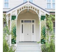 Lot de 2 bannières de porte à fleurs vertes à suspendre pour porte d'entrée, décoration de fête, fond photo