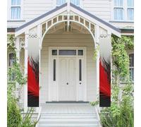 Lot de 2 bannières de porte à plumes rouges et noires - Bannières de bienvenue à suspendre - Drapeau printemps été - Panneau de porche pour porte d'entrée, toile de fond de porte d'entrée, décoration