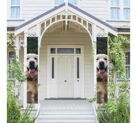 Lot de 2 bannières de porte amusantes Golden Retriever - Bannières à suspendre - Drapeau printemps été - Panneau de porche pour porte d'entrée, toile de fond de porte d'entrée, décoration de fête