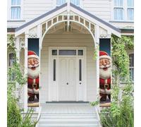 Lot de 2 bannières de porte avec zoom Père Noël - Bannières de bienvenue à suspendre - Drapeau printemps été - Panneau de porche pour porte d'entrée - Panneau de porte d'entrée - Décoration de fête