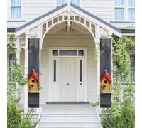 Lot de 2 bannières de porte colorées pour porche - Nichoirs de bienvenue à suspendre - Pour porte d'entrée, mur, porte d'entrée, décoration de fête, fond photo