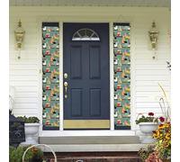 Lot de 2 bannières de porte de bienvenue - Art moderne du milieu du siècle - Motif chats - Décorations hawaïennes - Drapeaux de printemps et d'été - Bannières murales à suspendre pour extérieur