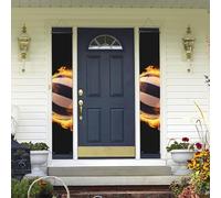 Lot de 2 bannières de porte de bienvenue brûlant des images de volley-ball, panneaux de porche, décorations hawaïennes, drapeaux de printemps et d'été, bannières murales à suspendre pour extérieur