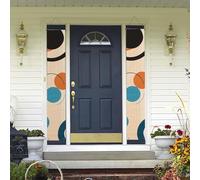 Lot de 2 bannières de porte de bienvenue - Cercles du milieu du siècle - Décorations hawaïennes - Drapeaux de printemps et d'été - Bannières murales à suspendre pour extérieur, maison, cour tropicale