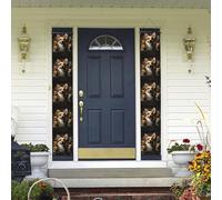 Lot de 2 bannières de porte de bienvenue Corgi Images Panneau de Porche Décorations Hawaïennes Drapeaux Printemps Été Décor Bannières Murales pour Extérieur Maison Tropical Yard Party Fournitures de