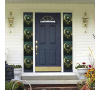 Lot de 2 bannières de porte de bienvenue Ramadan sur papier peint vert - Décorations hawaïennes - Drapeaux de printemps et d'été - Bannières murales à suspendre pour extérieur, maison, cour tropicale