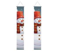 Lot de 2 bannières de porte d'entrée avec bonhomme de neige de Noël - Décoration de maison élégante - Drapeaux à suspendre - Bannière de bienvenue pour extérieur et intérieur - Fournitures de vacances