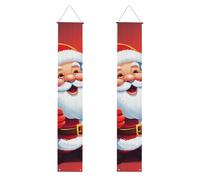Lot de 2 bannières de porte d'entrée avec motif Père Noël - Décoration de maison élégante - Drapeaux à suspendre - Bannière de bienvenue pour extérieur et intérieur - Fournitures de vacances - 180 x