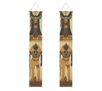 Lot de 2 bannières de porte d'entrée de la série Ancient Egypt Tribe - Décoration de maison élégante - Drapeaux à suspendre - Bannière de bienvenue pour extérieur et intérieur - Fournitures de