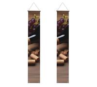Lot de 2 bannières de porte d'entrée en liège pour bouteille de vin - Décoration de maison élégante - Drapeaux à suspendre - Bannière de bienvenue pour extérieur et intérieur - Fournitures de vacances