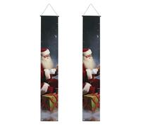 Lot de 2 bannières de porte d'entrée « Merry Christmas » - Cadeau de Noël - Décoration de maison élégante - Drapeaux à suspendre - Bannière de bienvenue pour extérieur et intérieur - Fournitures de