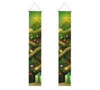 Lot de 2 bannières de porte d'entrée pour sapin de Noël - Décoration de maison élégante - Drapeaux à suspendre - Bannière de bienvenue pour extérieur et intérieur - Fournitures de vacances - 180 x