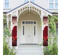 Lot de 2 bannières de porte en forme de cœurs avec amour - Bannières de bienvenue à suspendre - Drapeau printemps été - Panneau de porche pour porte d'entrée, toile de fond de porte d'entrée