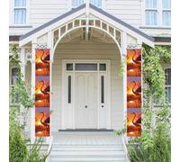 Lot de 2 bannières de porte - Flamant rose et coucher de soleil - Bannières de bienvenue à suspendre - Drapeau printemps été - Panneau de porche pour porte d'entrée - Panneau de porte d'entrée