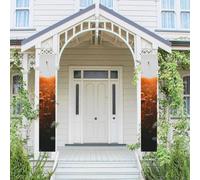 Lot de 2 bannières de porte - Fleurs au coucher du soleil - Bannières de bienvenue à suspendre - Drapeau printemps été - Panneau de porche pour porte d'entrée, toile de fond de porte d'entrée