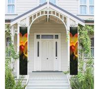 Lot de 2 bannières de porte Freesia - Belle plante et fleur - Bannières de bienvenue à suspendre - Drapeau printemps été - Panneau de porche pour porte d'entrée - Panneau de porte d'entrée