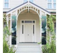 Lot de 2 bannières de porte - Libellule avec nénuphar - Bannières de bienvenue à suspendre - Drapeau printemps été - Panneau de porche pour porte d'entrée, toile de fond murale - Panneau de porte