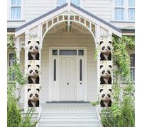 Lot de 2 bannières de porte - Panda blanc mignon - Bannières de bienvenue à suspendre - Drapeau printemps été - Panneau de porche pour porte d'entrée, toile de fond de porte d'entrée, décoration de