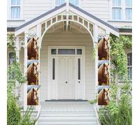 Lot de 2 bannières de porte pour porche - Cheval marron mignon - Bannières de bienvenue à suspendre - Drapeau printemps été - Panneau de porche pour porte d'entrée, toile de fond de porte d'entrée