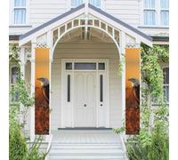 Lot de 2 bannières de porte pour porche - Coucher de soleil doré - Aigle chauve - Bannières de bienvenue à suspendre - Drapeau printemps été - Panneau de porte d'entrée - Panneau de porte d'entrée