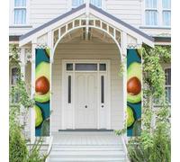 Lot de 2 bannières de porte pour porche - Fruits tropicaux frais - Bannières de bienvenue à suspendre - Drapeau printemps été - Panneau de porche pour porte d'entrée - Panneau de porte d'entrée