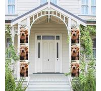 Lot de 2 bannières de porte pour porche - Joli chiot Golden Retriever - Bannières de bienvenue à suspendre - Drapeau printemps été - Panneau de porte d'entrée - Panneau de porte d'entrée - Décoration
