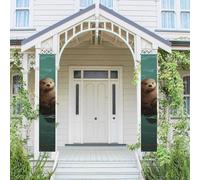 Lot de 2 bannières de porte pour porche - Loutres amoureuses - Bannières de bienvenue à suspendre - Drapeau printemps été - Panneau de porche pour porte d'entrée, toile de fond de porte d'entrée