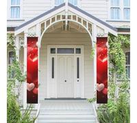 Lot de 2 bannières de porte pour porche - Motif cœurs - Bannières de bienvenue à suspendre - Printemps et été - Panneau de porche pour porte d'entrée, toile de fond de porte d'entrée, décoration de