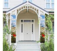 Lot de 2 bannières de porte pour porche - Motif fleurs de prairie et de marguerites - Bannières de bienvenue à suspendre - Drapeau printemps été - Panneau de porte d'entrée - Panneau de porte d'entrée