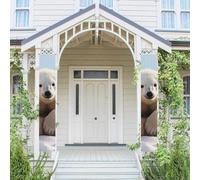 Lot de 2 bannières de porte pour porche - Ours polaire mignon - Bannières de bienvenue à suspendre - Drapeau printemps été - Panneau de porche pour porte d'entrée, toile de fond de porte d'entrée