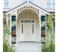 Lot de 2 bannières de porte pour porche - Phare de bienvenue - Bannières de bienvenue à suspendre - Drapeau printemps été - Panneau de porche pour porte d'entrée, toile de fond de porte d'entrée