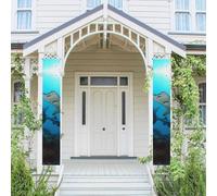 Lot de 2 bannières de porte pour porche - Requin marteau - Bannières de bienvenue à suspendre - Drapeau printemps été - Panneau de porche pour porte d'entrée, toile de fond de porte d'entrée