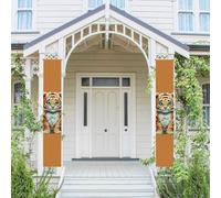 Lot de 2 bannières de porte pour porte - Bannière à suspendre au mur - Année du tigre - Panneau de porte amusant - Drapeau décoratif de printemps - Bannières de porche - Fond photo de bienvenue