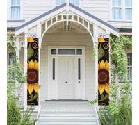 Lot de 2 bannières de porte pour porte - Bannière murale à suspendre - Beau tournesol - Drapeau décoratif - Bannières de porche - Fond photo de bienvenue - Toile de fond murale