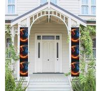 Lot de 2 bannières de porte pour porte - Bannière murale à suspendre - Motif dragons du feu et de glace - Drapeau décoratif - Bannières de porche - Fond photo de bienvenue - Toile de fond murale