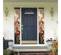 Lot de 2 bannières de porte « Welcome » - Motif fleur de pêcher - Décorations hawaïennes - Drapeaux de printemps et d'été - Bannières murales à suspendre pour extérieur, maison, cour tropicale, fête