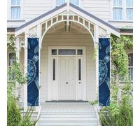 Lot de 2 bannières de porte « Welcome Summer » - Drapeau saisonnier à suspendre - Tortue de mer - Bleu - Bannières murales de porche - Bannière de porte - Toile de fond murale