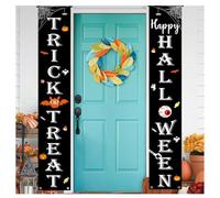 Lot de 2 bannières décoratives à suspendre pour Halloween, trucs ou friandises, bannière Happy Halloween, décoration de porche, convient pour l'intérieur et l'extérieur (A)